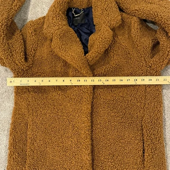 J. CREW Teddy Sherpa Topcoat Peacoat Brown Size Medium Like New - Picture 10 of 12